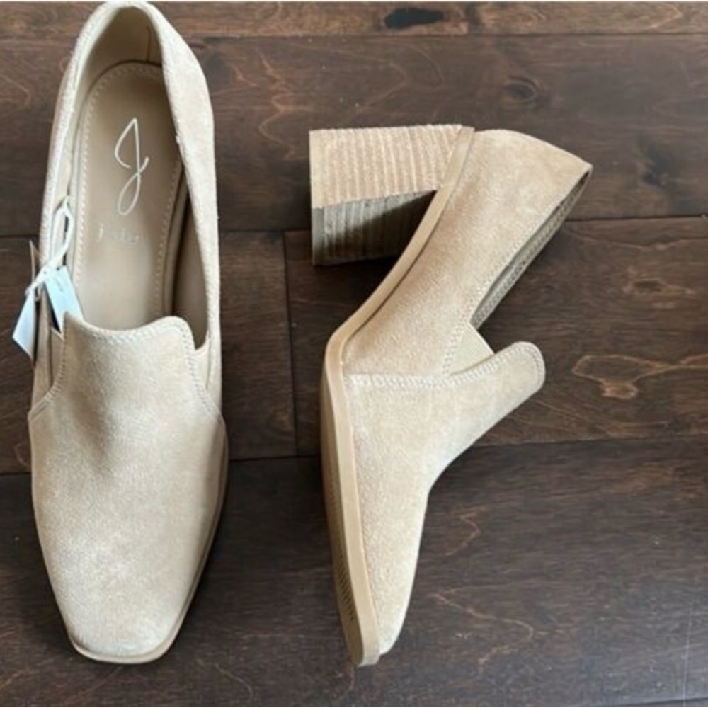 JOIE Beige Suede Block Heel Mules Shoes 8.5 NWOB